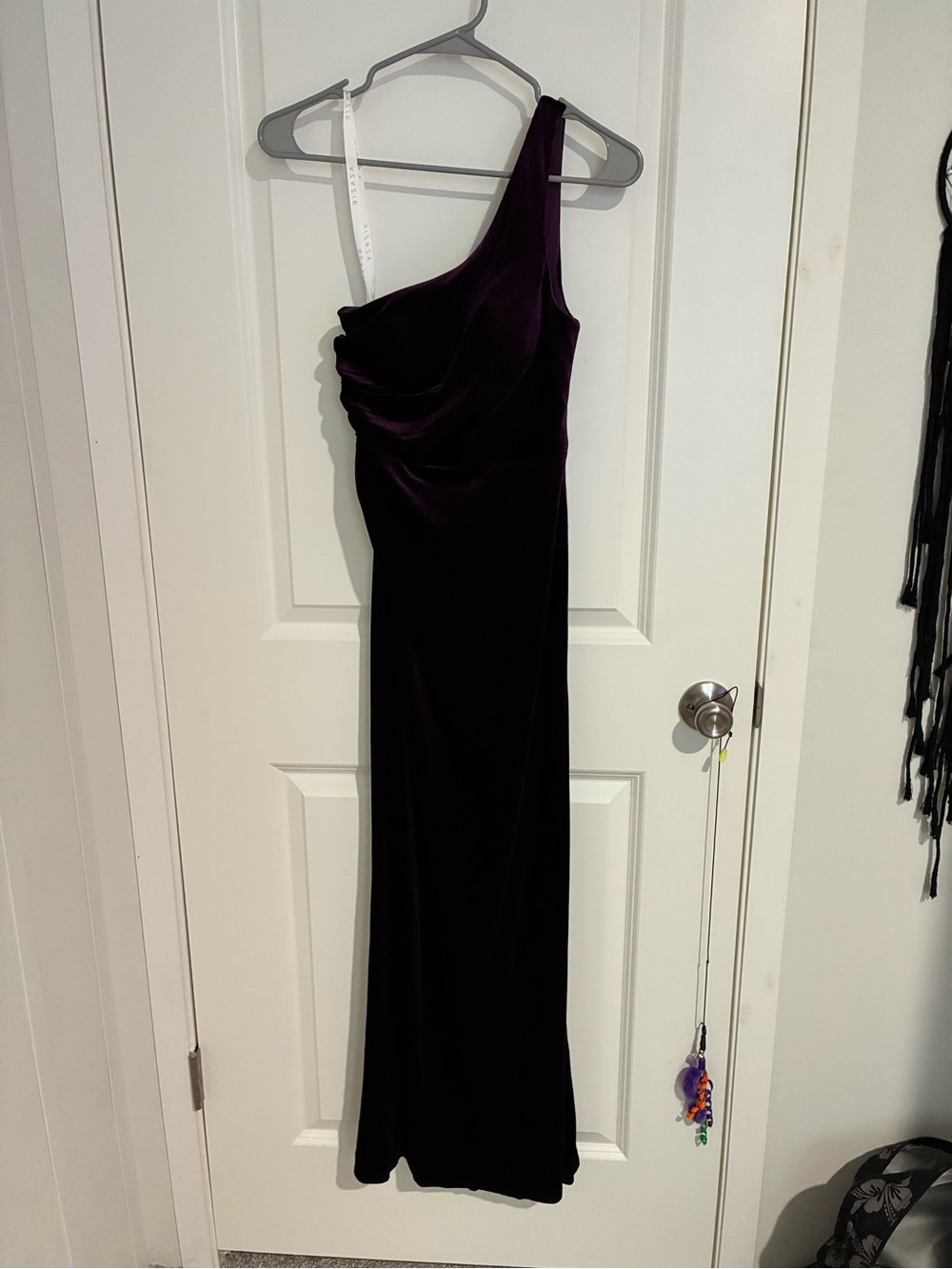 Azazie One-Shoulder Velvet Gown - Plum